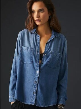 Cloth & Stone Chambray Button-Up Shirt - Blue